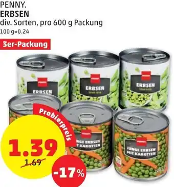 PENNY Penny. Erbsen 600g Angebot