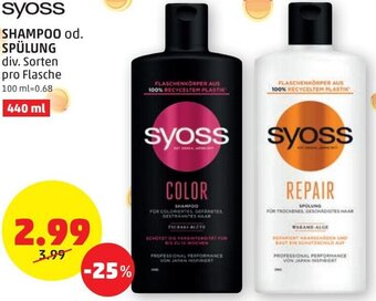 PENNY Syoss Shampoo od. Spülung 440 ml Angebot