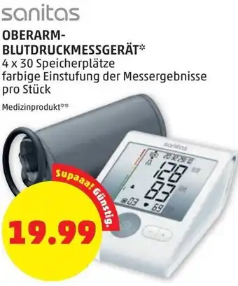 PENNY Sanitas Oberarm-Blutdruckmessgerät 4 x 30 Angebot