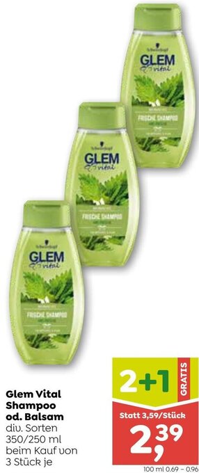 ADEG Glem Vital Shampoo od. Balsam 350/250 ml Angebot
