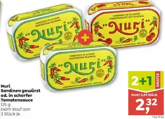 ADEG Nuri Sardinen Gewürzt od. in Scharfer Tomatensauce 125 g Angebot