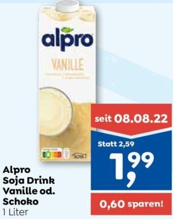 ADEG Alpro Soja Drink Vanille od. Schoko 1 Liter Angebot