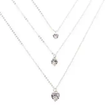 Claire's Silver cubic zirconia heart multi strand necklace Angebot