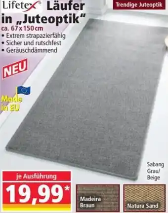 Norma Lifetex Läufer in,, Juteoptik" 67 x 150 cm Angebot