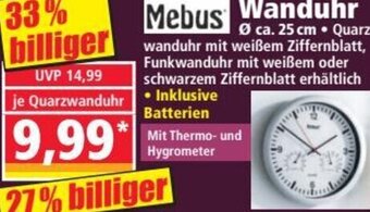 Mebus Wanduhr ø 25 cm
