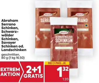Billa Abraham Serrano Schinken, Schwarz-wälder Schinken, Savoyer Schinken od. Landschinken 80g Angebot