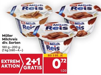 Billa Müller Milchreis div. Sorten 180g-200g Angebot