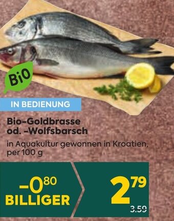 Billa Bio-Goldbrasse od.- Wolfsbarsch 100g Angebot