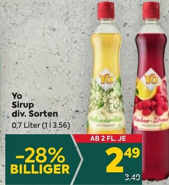 Billa Yo Sirup div. Sorten 0,7 Liter Angebot