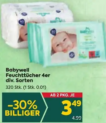 Billa Babywell Feuchttücher 4er div. Sorten 320 Stk. Angebot