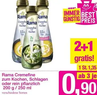 Sutterlüty Rama Cremefine zum Kochen, Schlagen oder rein pflanzlich 200g/ 250ml Angebot