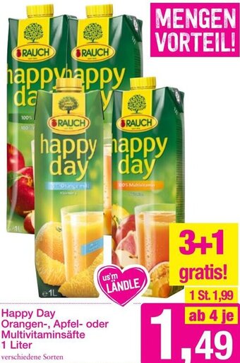 Sutterlüty Happy Day Orangen-, Apfel-oder Multivitaminsäfte 1 Liter Angebot