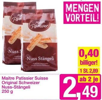 Sutterlüty Maitre Patissier Suisse Original Schweizer Nuss-Stängeli 250 g Angebot