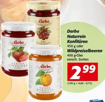Nah&Frisch Darbo Naturrein Konfitüren 450 g oder Wildpreiselbeeren 400g Angebot