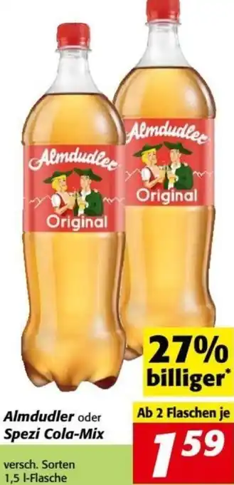 Nah&Frisch Almdudler oder Spezi Cola-Mix 1,5L Angebot