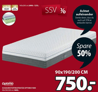 JYSK Schaumstoffmatratze Optimo F400 90x190/200 cm Angebot