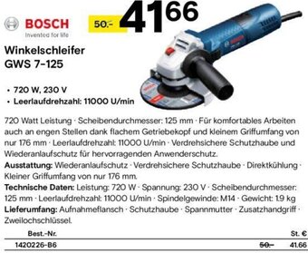 Conrad Bosch Winkelschleifer GWS 7-125 Angebot