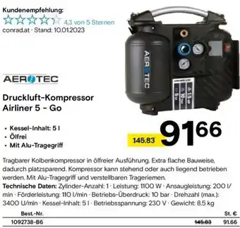 Conrad AerTec Druckluft-Kompressor Airliner 5-Go Angebot
