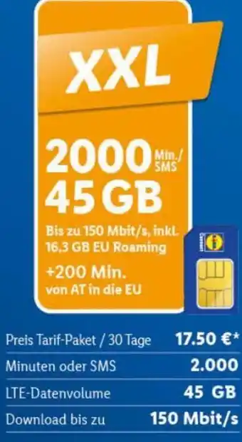 Lidl Sim XXL 2000 45 GB Angebot