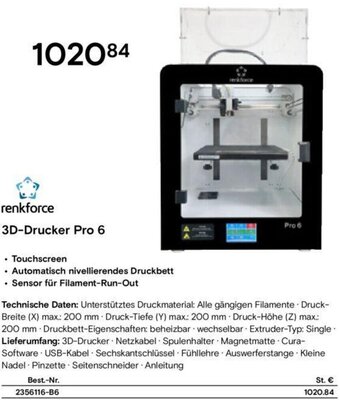 Conrad renkforce 3D-Drucker Pro 6 Angebot
