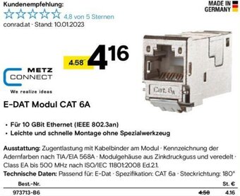 Conrad Metz Connect E-DAT Modul CAT 6A Angebot