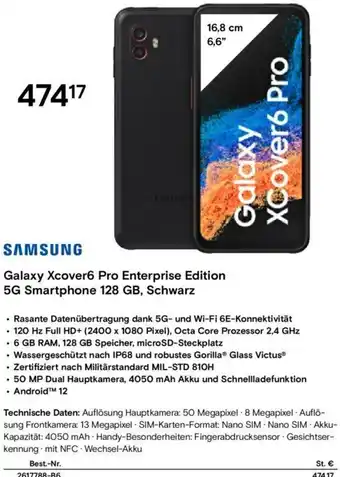 Conrad Samsung Galaxy Xcover6 Enterprise Edition 5G Smartphone 128 GB, Schwarz Angebot