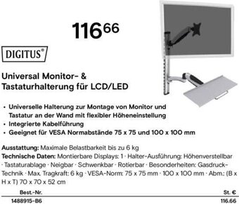 Conrad Digitus Universal Monitor- & Tastaturhalterung für LCD/LED Angebot