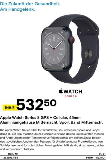 Conrad Apple Watch Series 8 GPS + Cellular, 45mm Aluminiumgehäuse Mitternacht, sport Band Mitternacht Angebot