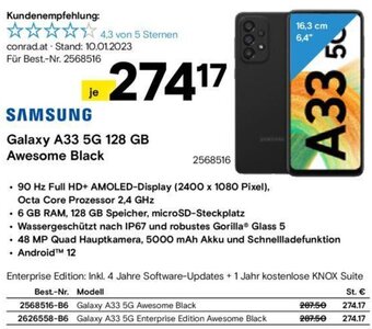 Conrad Samsung Galaxy A33 5G 128 GB Awesome Black Angebot