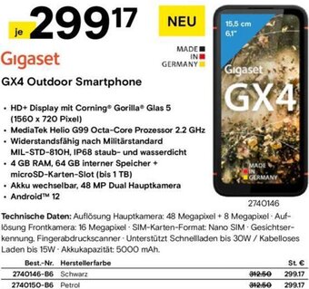 Conrad Gigaset GX4 Outdoor Smartphone Angebot