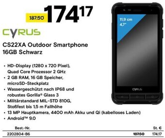 Conrad Cyrus CS22XA Outdoor Smartphone 16GB Schwarz Angebot