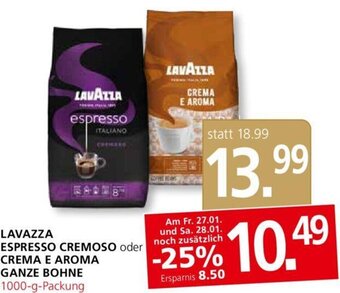 Spar Lavazza Espresso Cremoso oder Crema E Aroma Ganze Bohne 1000 g Angebot