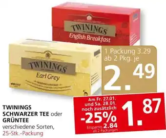 Spar Twinings Schwarzer Tee oder Grüntee 25 Stk. Angebot
