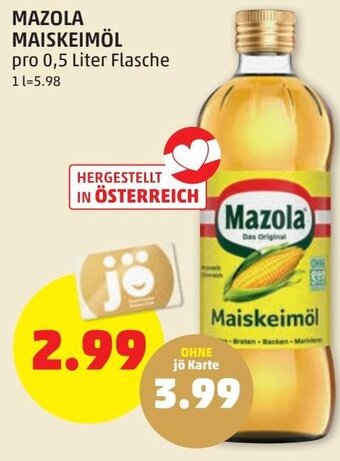 PENNY Mazola Maiskeimöl 0,5 Liter Angebot