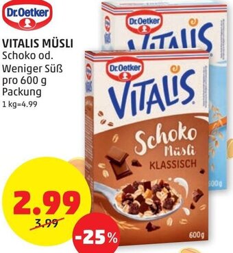 PENNY Dr. Oetker Vitalis Müsli 600 g Angebot