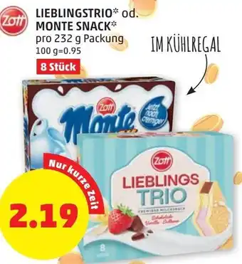 PENNY Lieblingstrio od. Monte Snack 232 g Angebot