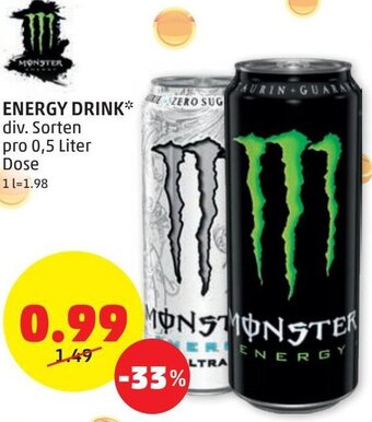 PENNY Monster Energy Drink 0,5 Liter Angebot