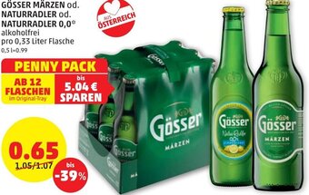 PENNY Gösser Märzen od. Naturradler od. Naturradler 0,0 0,33 Liter Angebot