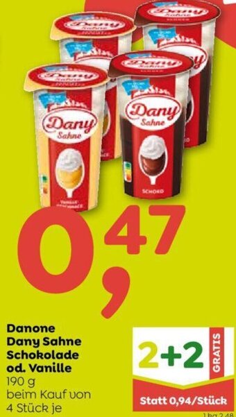 ADEG Danone Dany Sahne Schokolade od. Vanille 190 g Angebot
