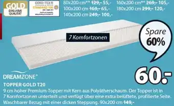 JYSK Dreamzone Topper Gold T20 90x200 cm Angebot
