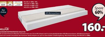 JYSK Wellpur Schaumstoffmatratze Gold F30 90x190/200 cm Angebot