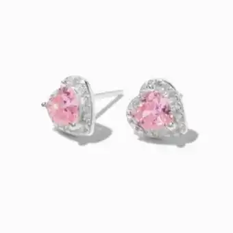 Claire's Sterling silver pink halo heart stud earrings Angebot