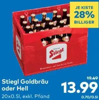 T&G Stiegl Goldbräu od. Hell 20x0.5L Angebot