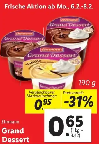Lidl Ehrmann Grand Dessert 190g Angebot