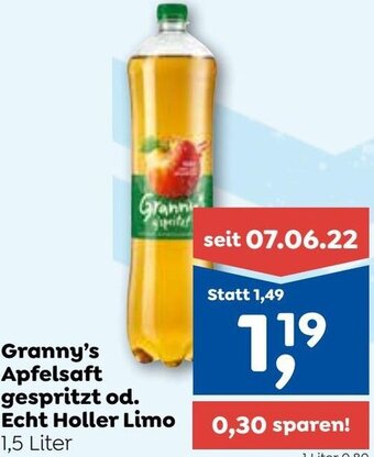 ADEG Granny's Apfelsaft gespritzt od. Echt Holler Limo 1,5 Liter Angebot