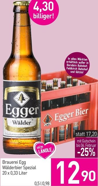 Sutterlüty Brauerei Egg Wälderbier Spezial 20 x 0,33 Liter Angebot
