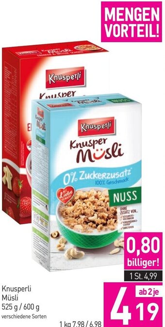 Sutterlüty Knusperli Müsli 525 g/ 600 g Angebot