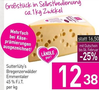 Sutterlüty Sutterlüty's Bregenzerwälder Emmentaler 45 % F.i.T. per kg Angebot