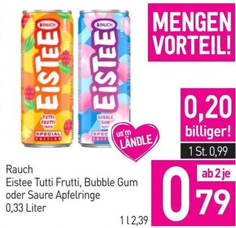 Sutterlüty Rauch Eistee Tutti Frutti, Bubble Gum oder Saure Apfelringe 0,33 Liter Angebot