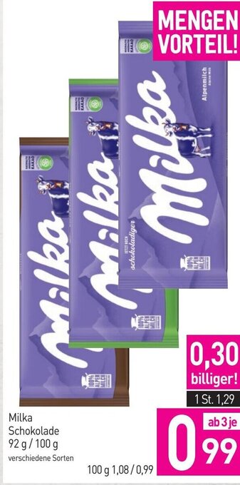 Sutterlüty Milka Schokolade 92 g/100 g Angebot